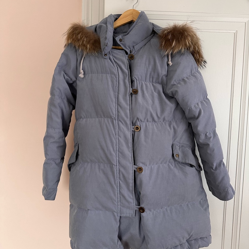 Maternity Puffer Coat with Fur Trim